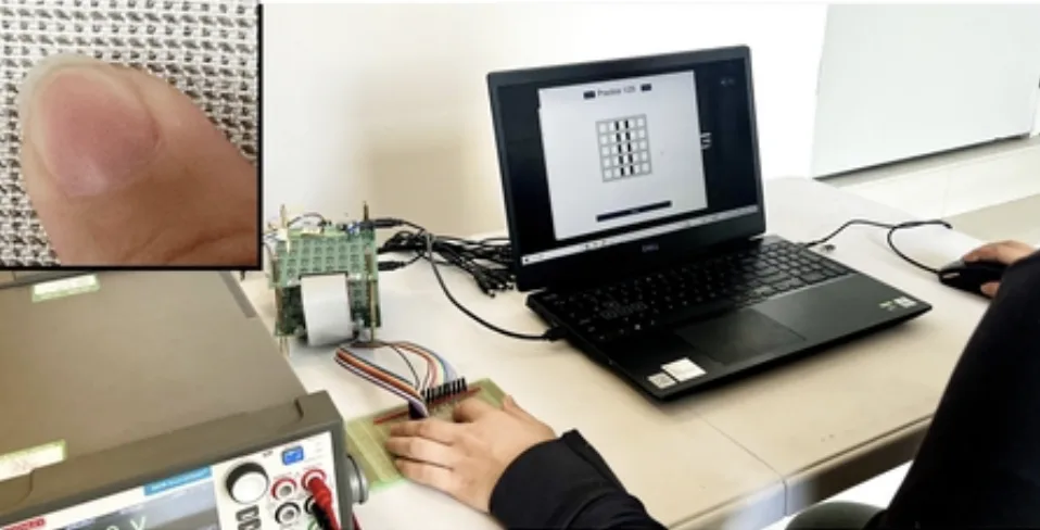 TacTex - High-resolution electrotactile textile interface with woven electrode structure